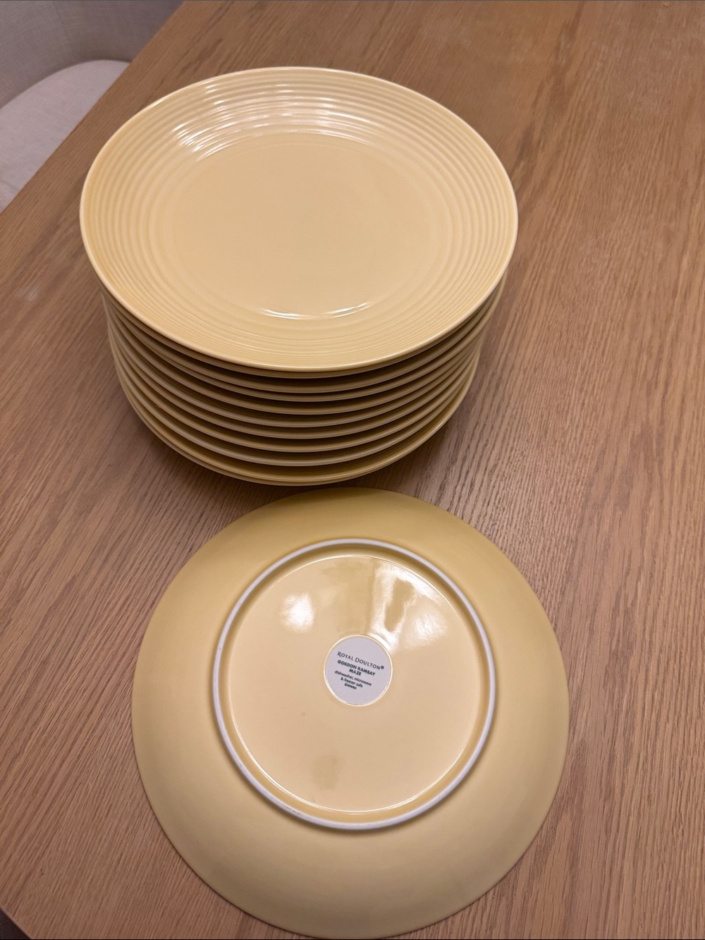 Royal Doulton Gordon Ramsay Maze Yellow Glazed Dinner Plates - 12 Pc Set